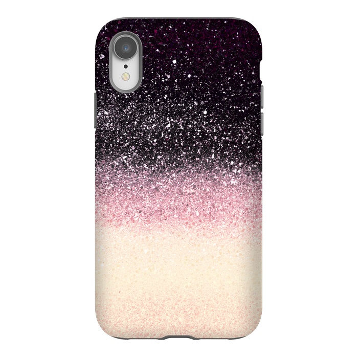 iPhone Xr StrongFit Half black cream glitter star dust by Oana 