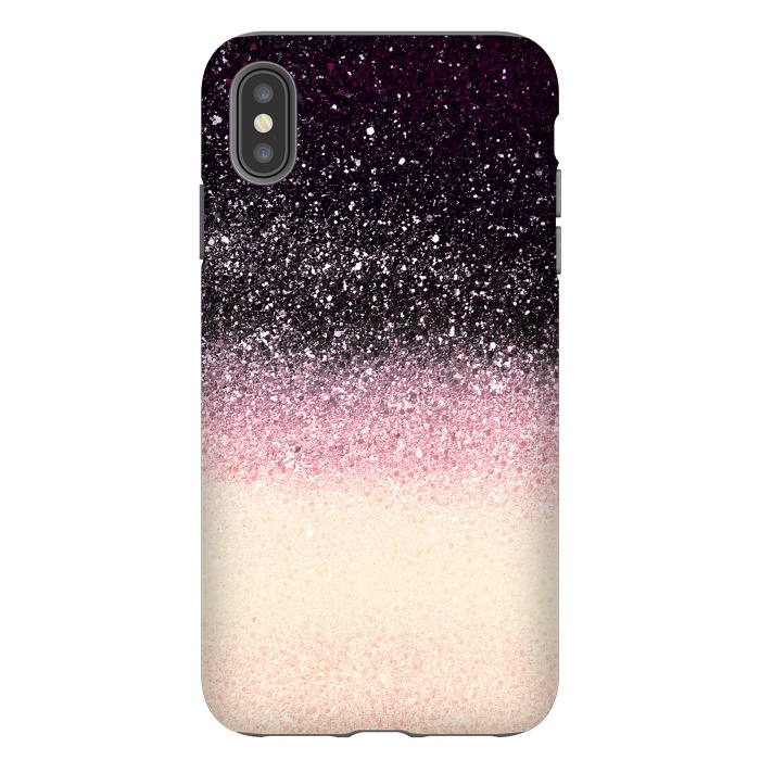 iPhone Xs Max StrongFit Half black cream glitter star dust by Oana 