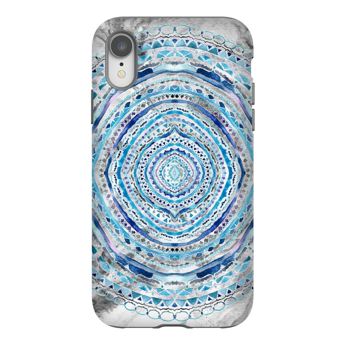 iPhone Xr StrongFit Blue Marbling Mandala  by Tigatiga