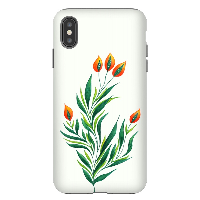 iPhone Xs Max StrongFit Green Plant With Orange Buds by Boriana Giormova