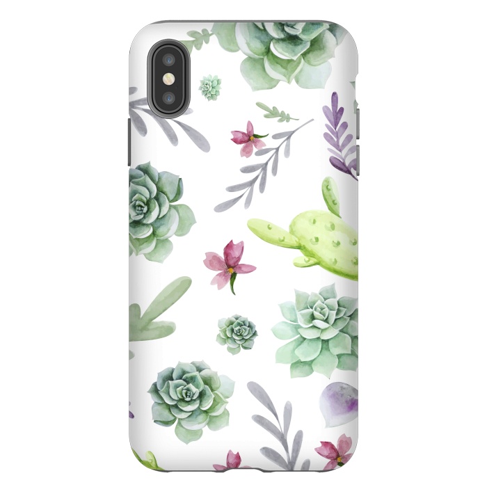 iPhone Xs Max StrongFit Cactus Watercolor Pattern by Bledi
