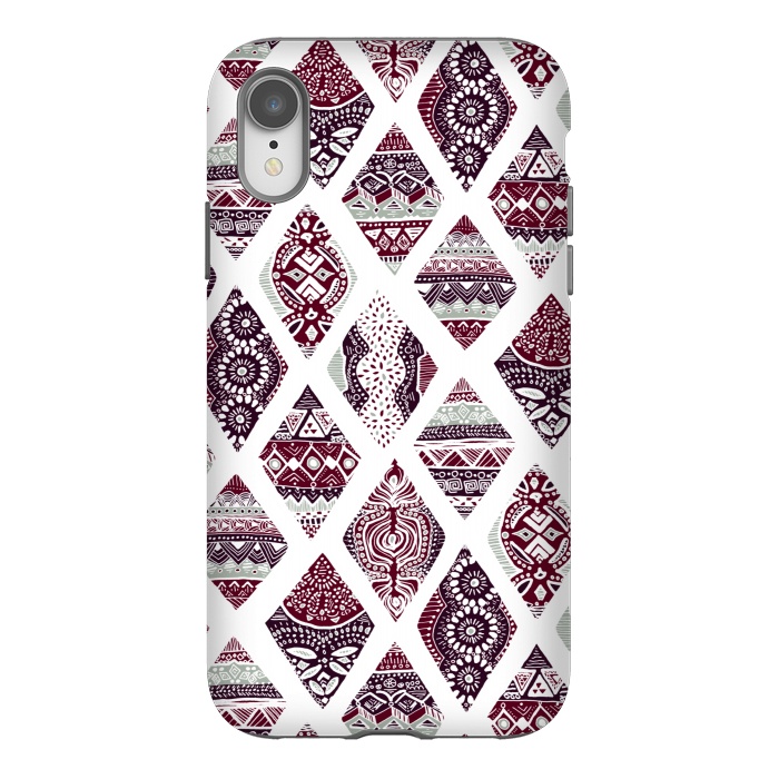 iPhone Xr StrongFit Tribal Diamonds On White  by Tigatiga