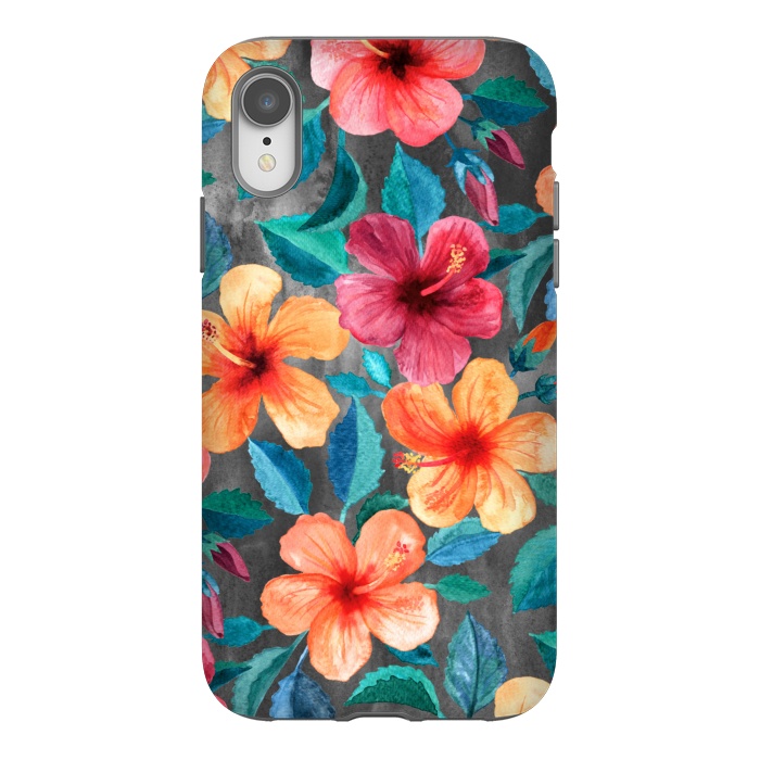 iPhone Xr StrongFit Colorful Tropical Hibiscus Blooms  by Micklyn Le Feuvre