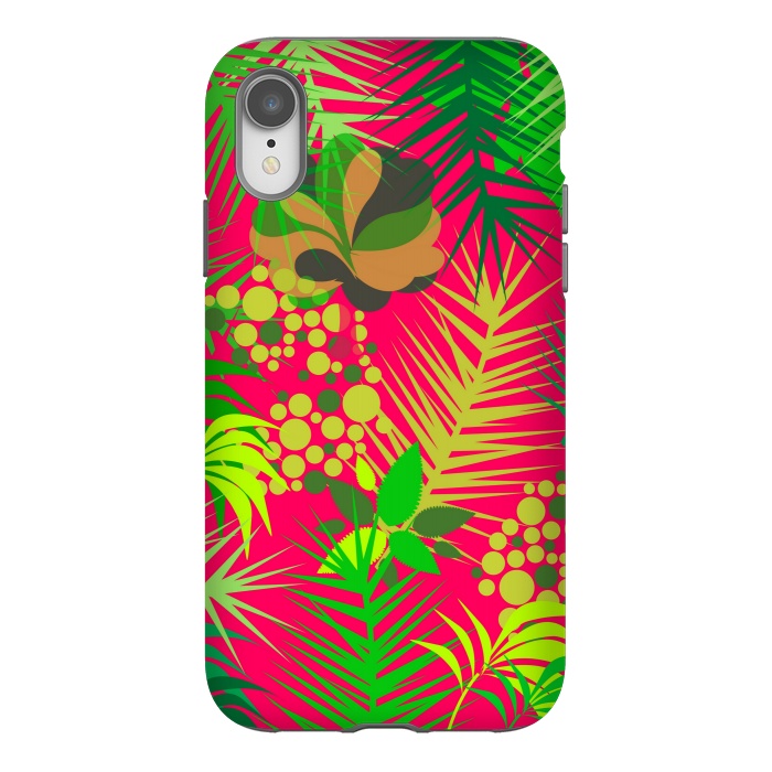iPhone Xr StrongFit pink tropical pattern by MALLIKA