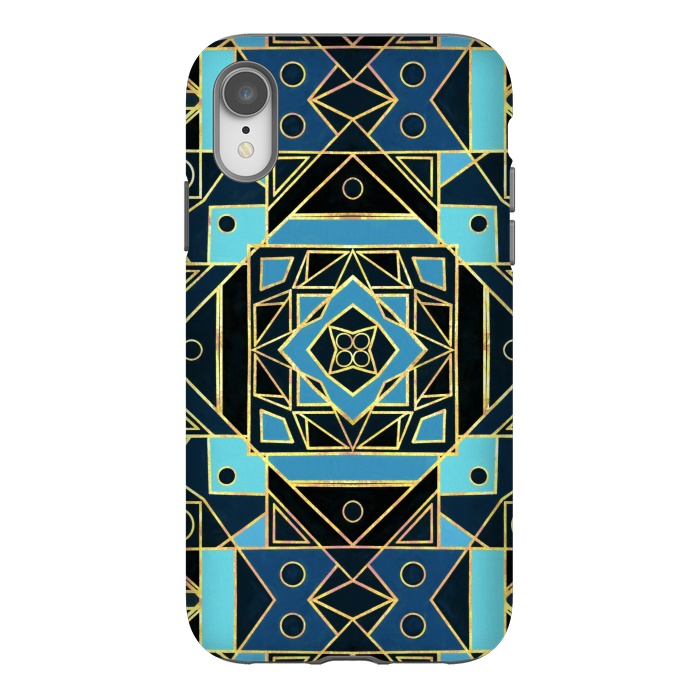 iPhone Xr StrongFit Navy & Gold Art Deco  by Tigatiga
