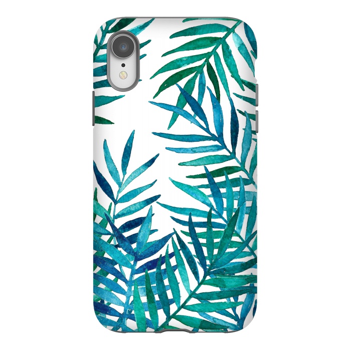 iPhone Xr StrongFit Watercolor Palm Leaves on White by Micklyn Le Feuvre