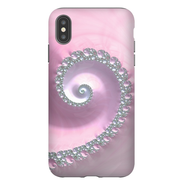 iPhone Xs Max StrongFit Pink Pastel Fractal Swirl by Andrea Haase