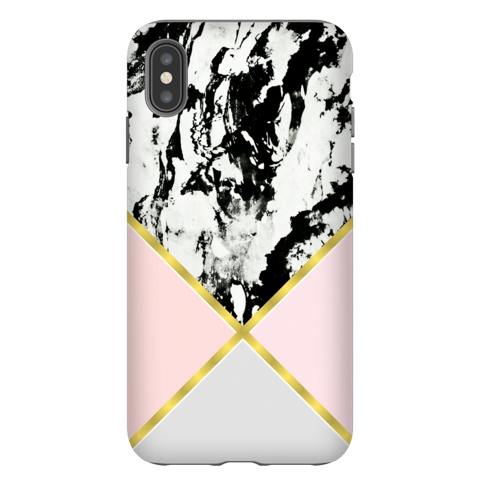 iPhone Xs Max StrongFit Pink geometric and black marble by Jms