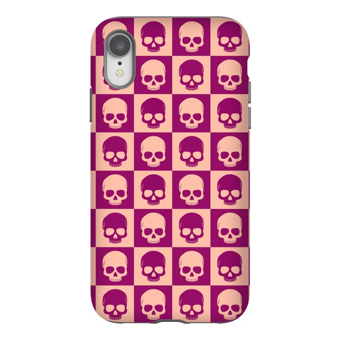 iPhone Xr StrongFit Checkered Skulls Pattern II by Art Design Works