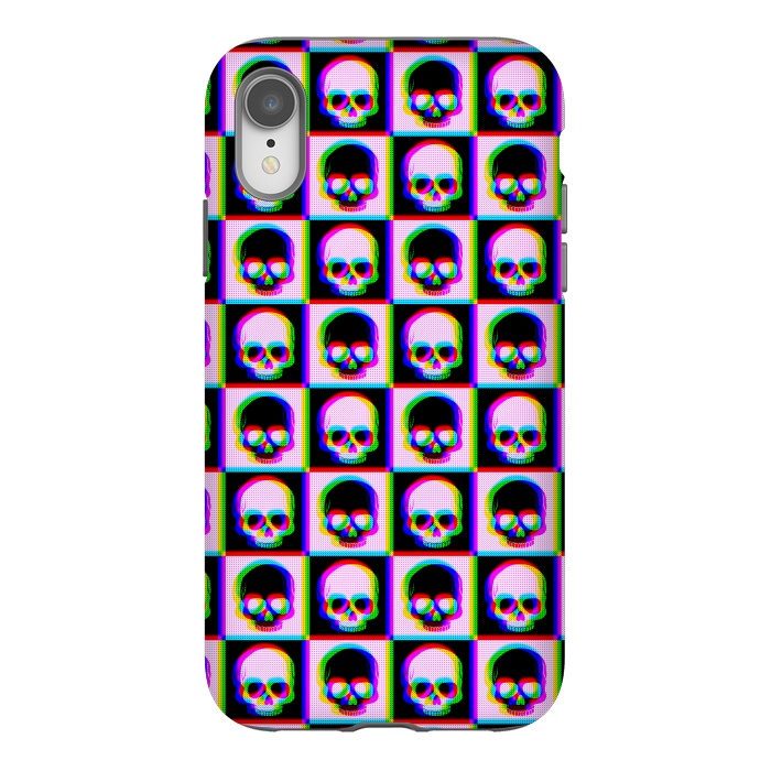 iPhone Xr StrongFit Glitch Checkered Skulls Pattern IV by Art Design Works