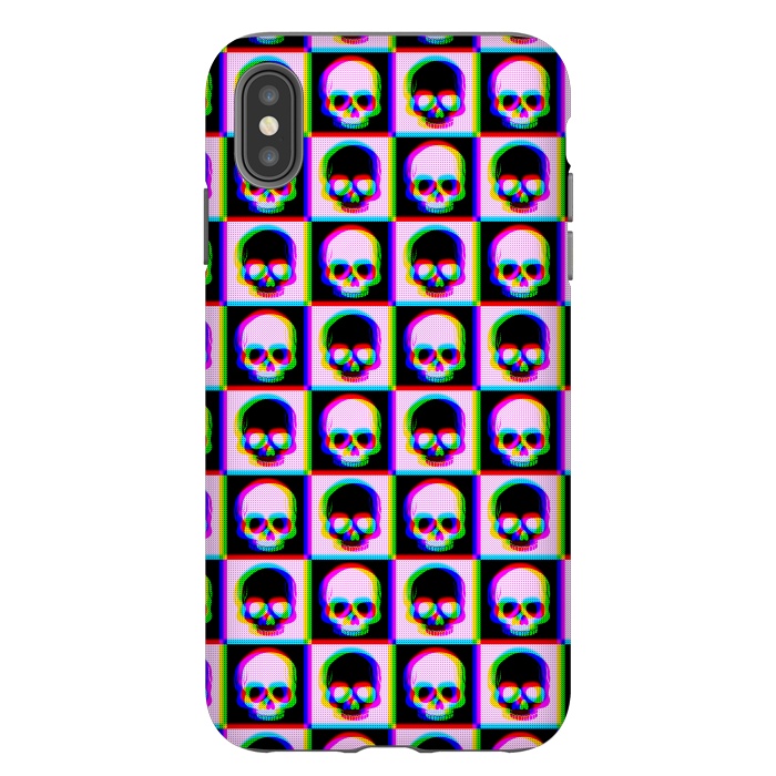 iPhone Xs Max StrongFit Glitch Checkered Skulls Pattern IV by Art Design Works