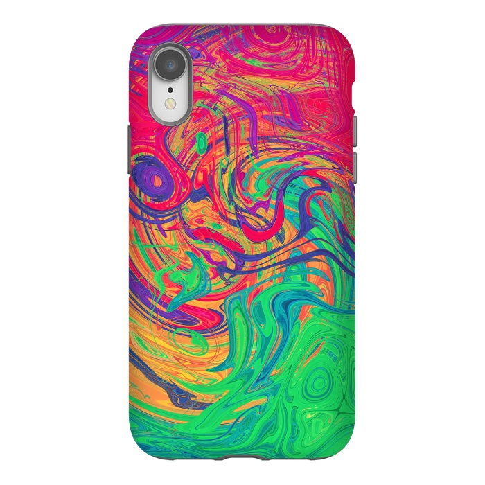 iPhone Xr StrongFit Abstract Multicolored Waves by Art Design Works