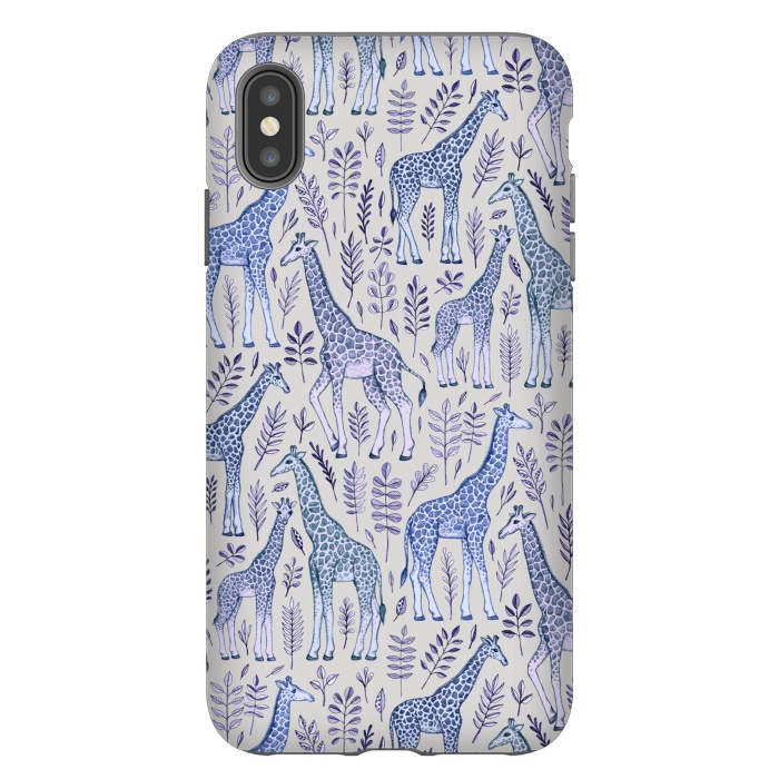 iPhone Xs Max StrongFit Little Giraffes in Blue, Purple and Grey by Micklyn Le Feuvre