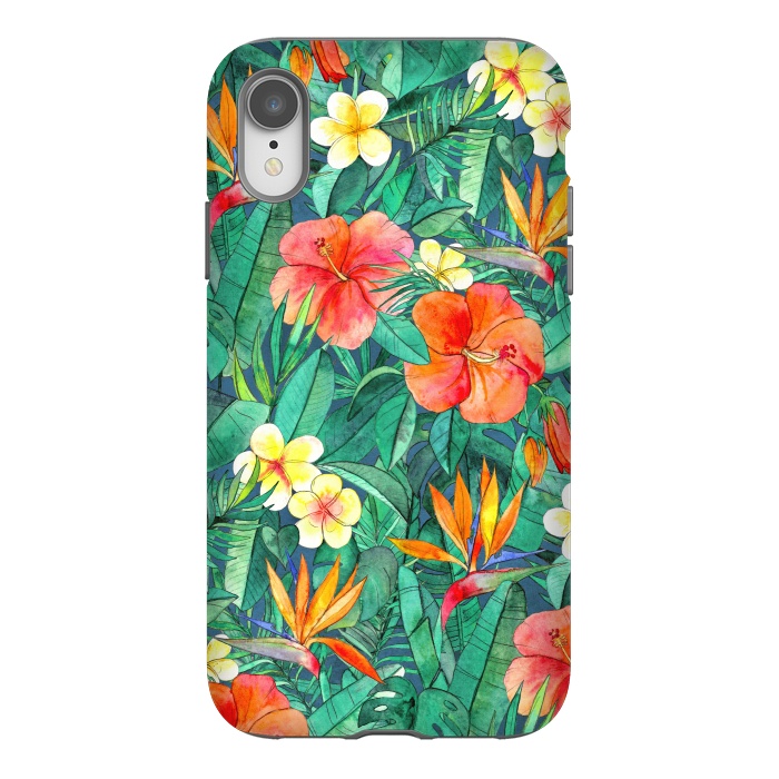 iPhone Xr StrongFit Classic Tropical Garden in Watercolor by Micklyn Le Feuvre