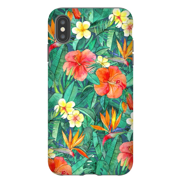 iPhone Xs Max StrongFit Classic Tropical Garden in Watercolor by Micklyn Le Feuvre