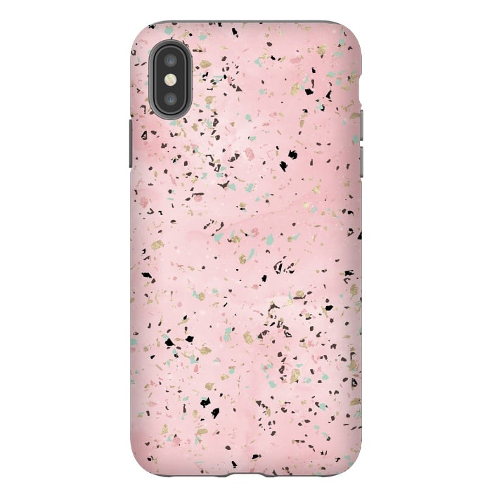 iPhone Xs Max StrongFit Blush and gold marble terrazzo design by InovArts