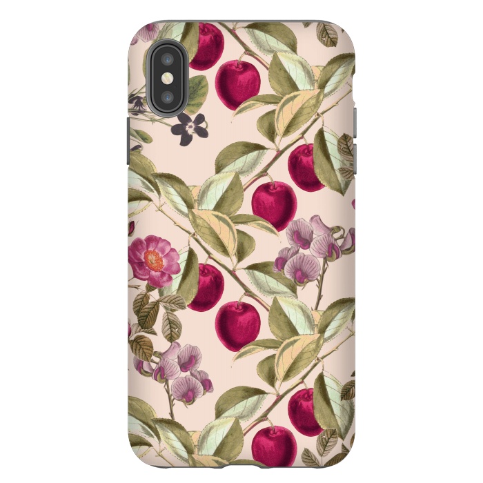 iPhone Xs Max StrongFit Pink Fruits and Flowers Pattern  by Zala Farah