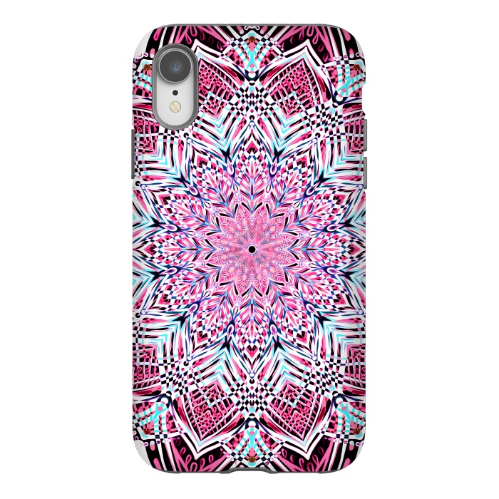 iPhone Xr StrongFit Berry Pink Detailed Mandala by Micklyn Le Feuvre