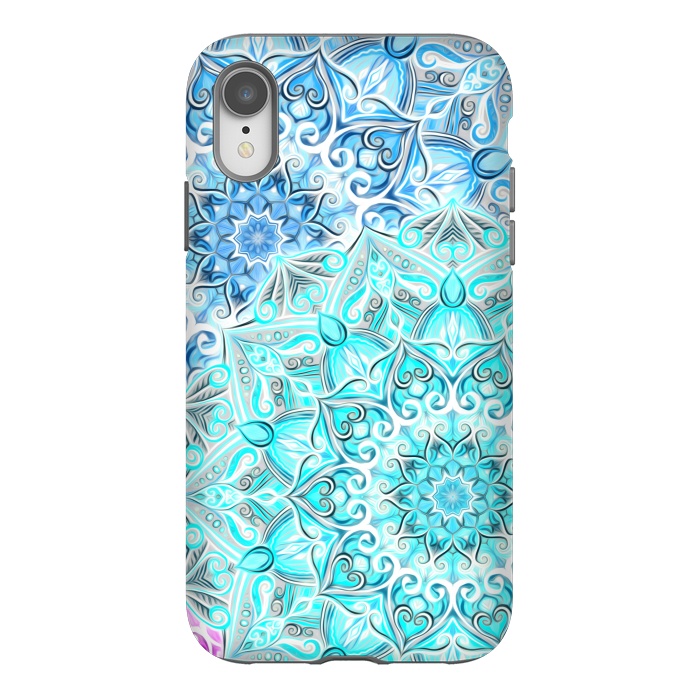 iPhone Xr StrongFit Frosted Mandalas in Aqua and Blue by Micklyn Le Feuvre
