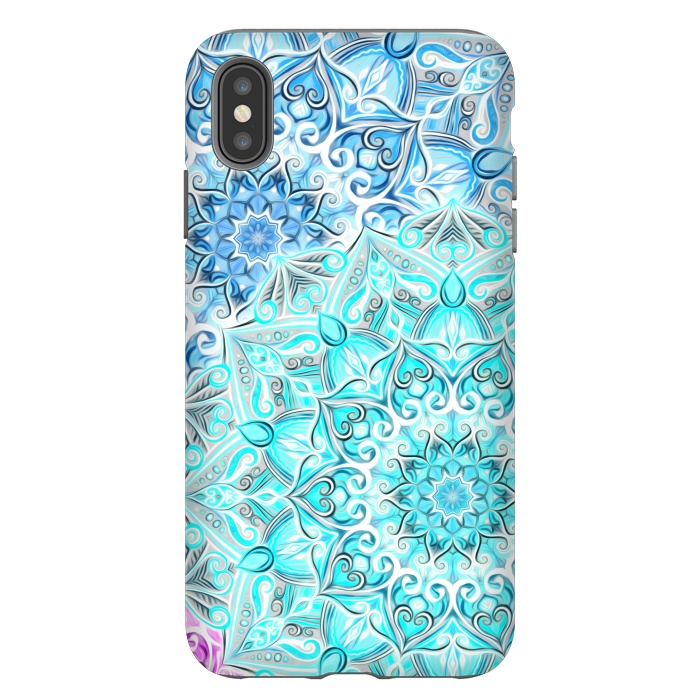 iPhone Xs Max StrongFit Frosted Mandalas in Aqua and Blue by Micklyn Le Feuvre