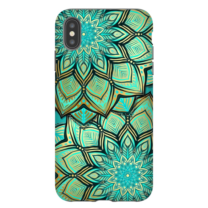 iPhone Xs Max StrongFit Emerald and Teal Gilded Mandala by Micklyn Le Feuvre