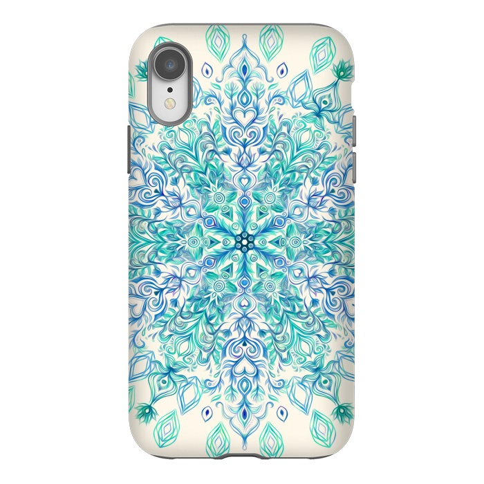 iPhone Xr StrongFit Peppermint Snowflake on Cream  by Micklyn Le Feuvre