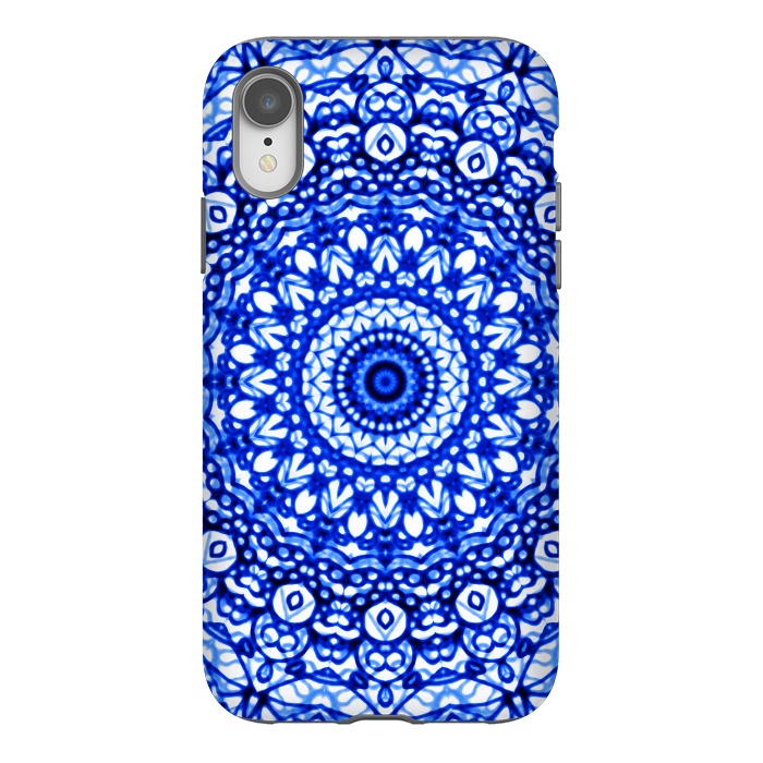 iPhone Xr StrongFit Blue Mandala Mehndi Style G403  by Medusa GraphicArt
