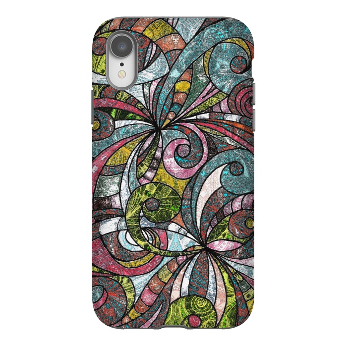 iPhone Xr StrongFit Drawing Floral Zentangle G203 by Medusa GraphicArt