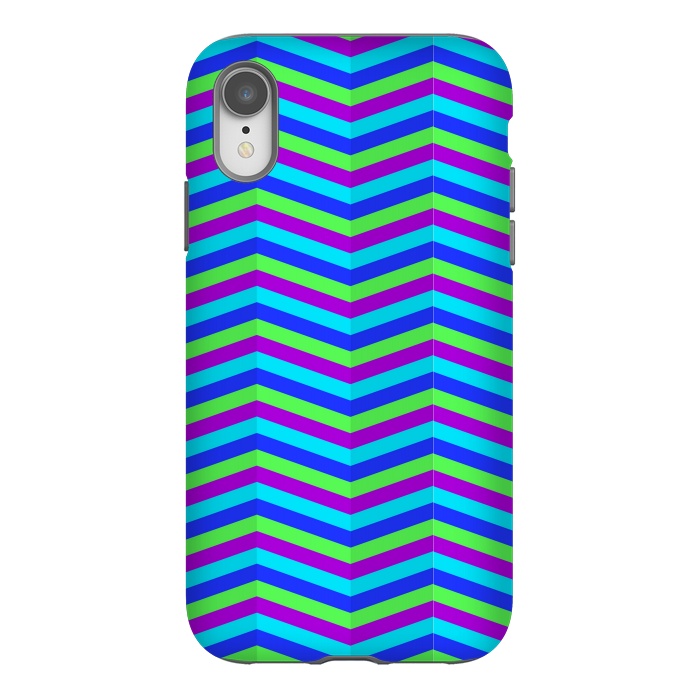 iPhone Xr StrongFit BLUE TRIANGLE LINES PATTERN by MALLIKA
