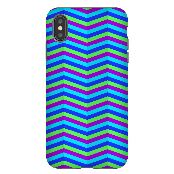 iPhone Xs Max StrongFit BLUE TRIANGLE LINES PATTERN by MALLIKA