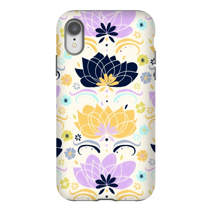 iPhone Xr StrongFit Navy & Pastel Floral  by Tigatiga
