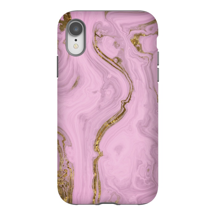 iPhone Xr StrongFit Elegant Pink Marble With Gold 2 by Andrea Haase