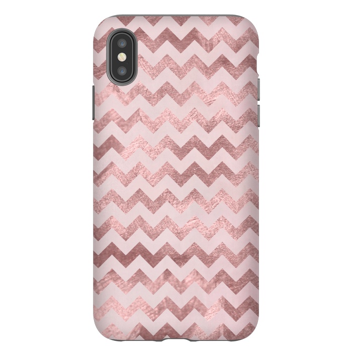 iPhone Xs Max StrongFit Elegant Rose Gold Chevron Stripes 2 by Andrea Haase