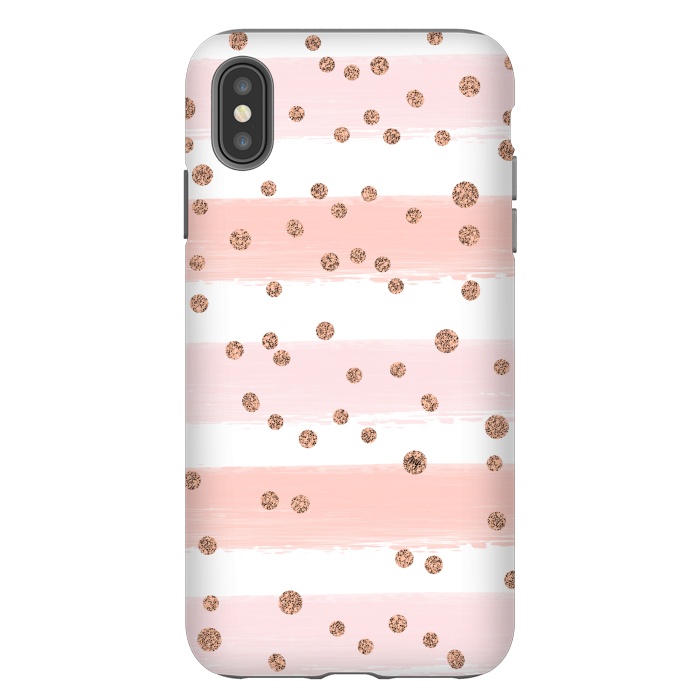 iPhone Xs Max StrongFit Pink girly stripes by Martina