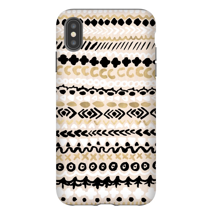 iPhone Xs Max StrongFit Black, White & Gold Tribal by Tangerine-Tane
