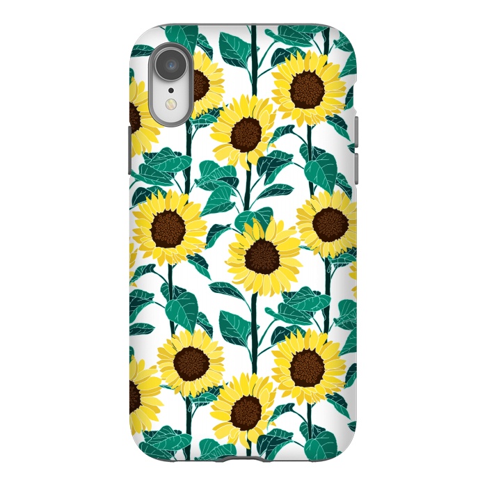 iPhone Xr StrongFit Sunny Sunflowers - White  by Tigatiga