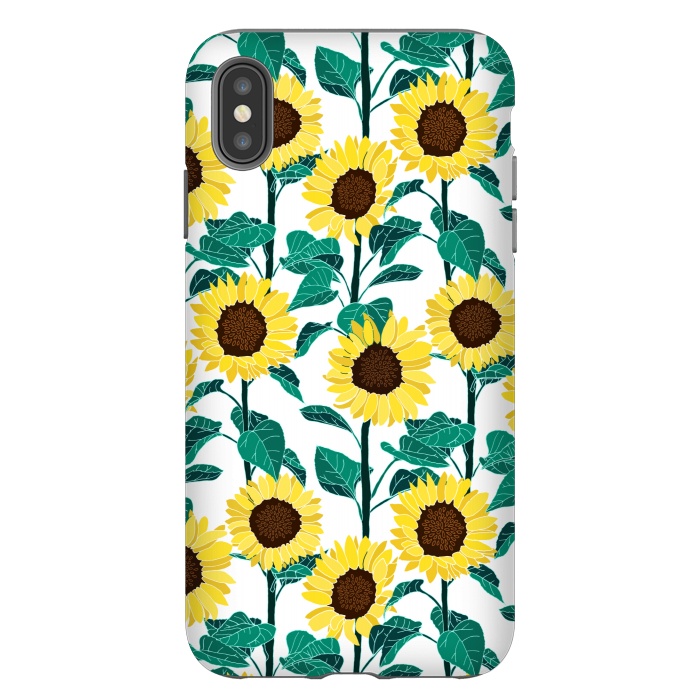 iPhone Xs Max StrongFit Sunny Sunflowers - White  by Tigatiga