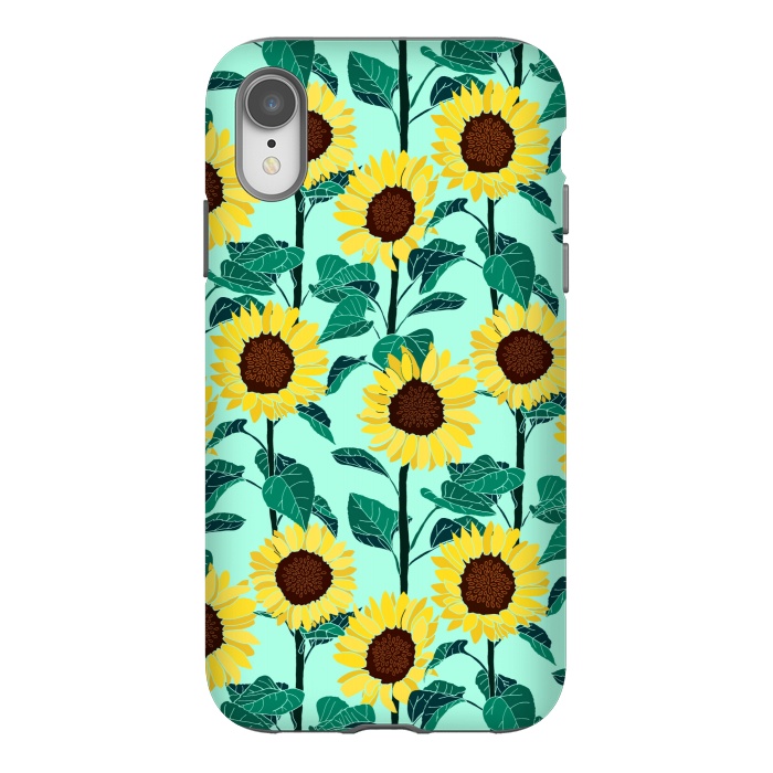 iPhone Xr StrongFit Sunny Sunflowers - Mint  by Tigatiga