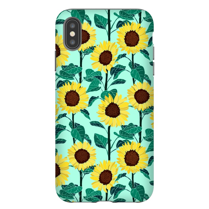 iPhone Xs Max StrongFit Sunny Sunflowers - Mint  by Tigatiga