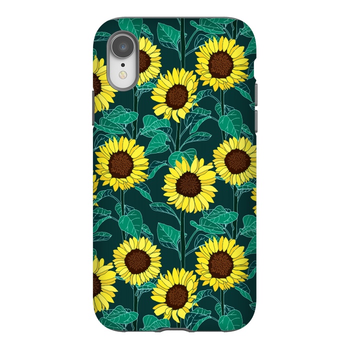 iPhone Xr StrongFit Sunny Sunflowers - Emerald  by Tigatiga