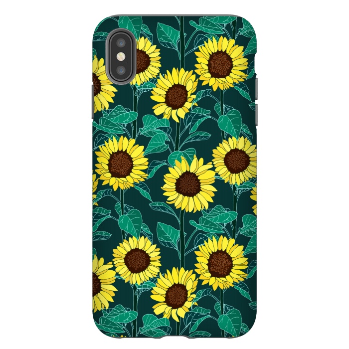 iPhone Xs Max StrongFit Sunny Sunflowers - Emerald  by Tigatiga