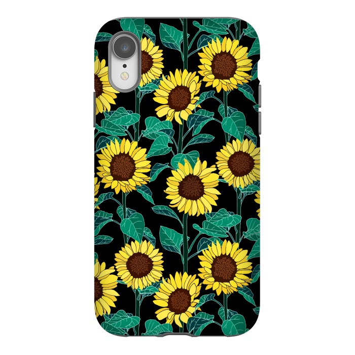 iPhone Xr StrongFit Sunny Sunflowers - Black  by Tigatiga