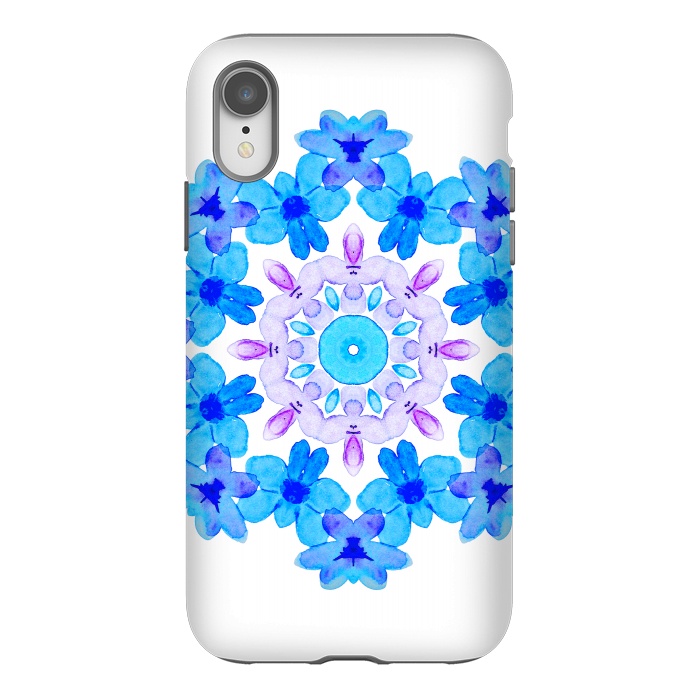 iPhone Xr StrongFit Flower Mandala Violet Blue Watercolor Floral Art by Boriana Giormova