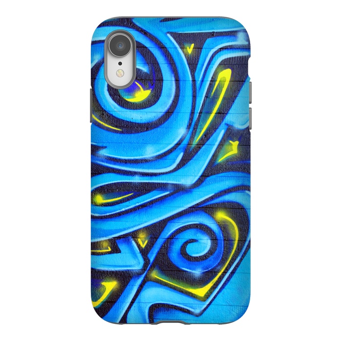 iPhone Xr StrongFit Blue Yellow Graffiti by Andrea Haase