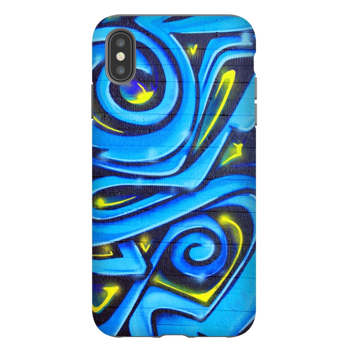 iPhone Xs Max StrongFit Blue Yellow Graffiti by Andrea Haase