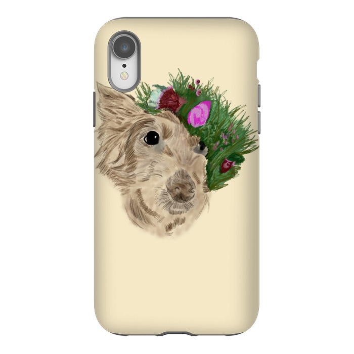 iPhone Xr StrongFit Flowers with dog by Merveilleux Clement