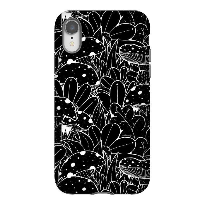 iPhone Xr StrongFit Black and white autumn pattern by Steve Wade (Swade)
