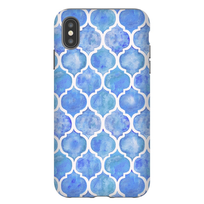 iPhone Xs Max StrongFit Cornflower Blue Textured Moroccan Pattern by Micklyn Le Feuvre