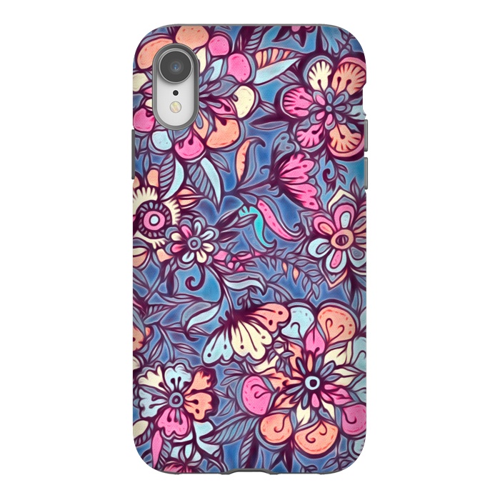 iPhone Xr StrongFit Sweet Spring Floral - soft indigo & candy pastels by Micklyn Le Feuvre