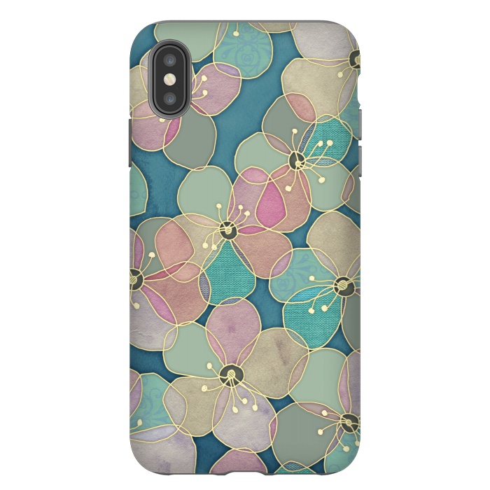 iPhone Xs Max StrongFit It's Always Summer Somewhere - floral pattern on teal by Micklyn Le Feuvre
